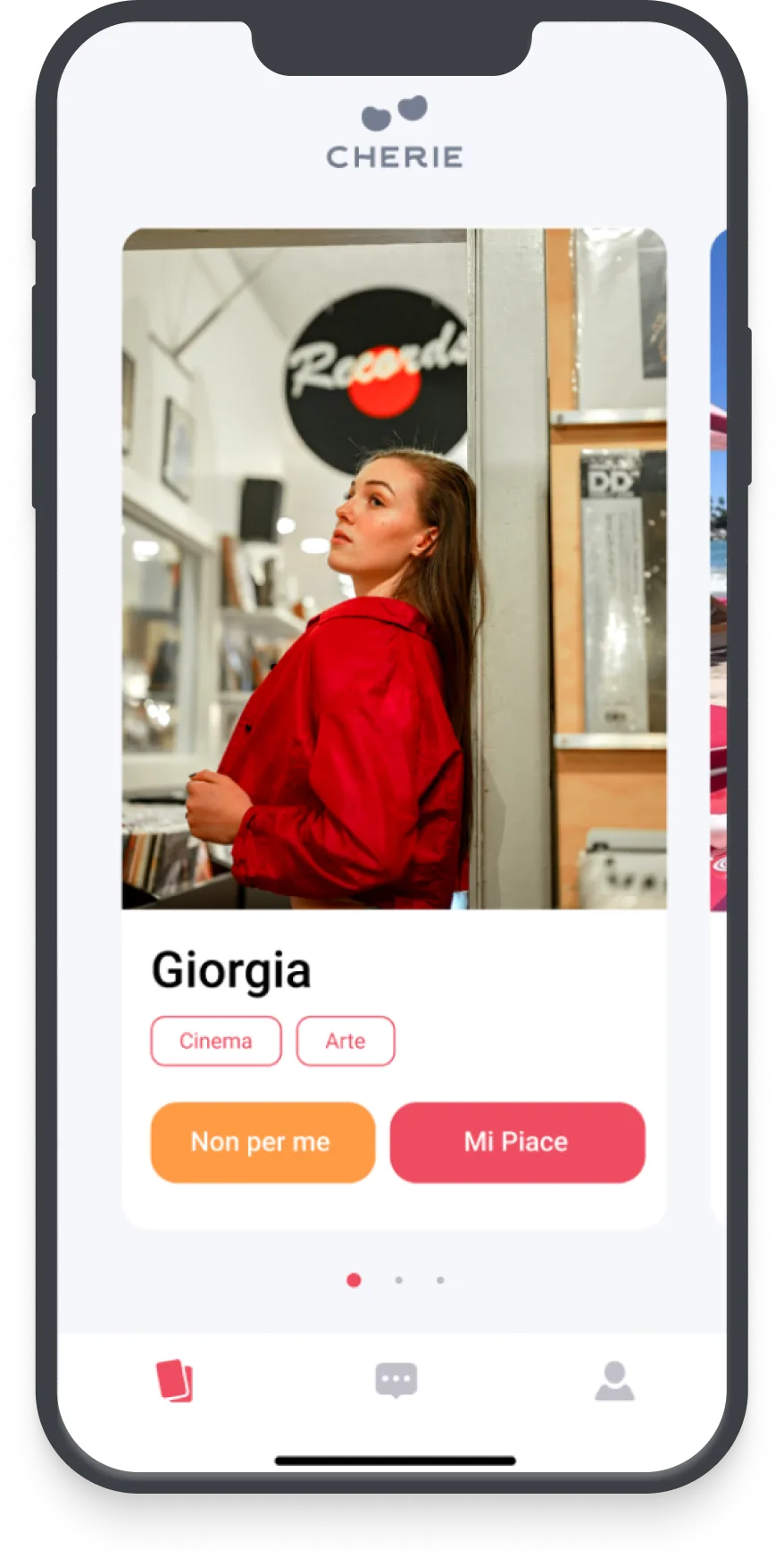 Schermata dell'app Cherie su iPhone